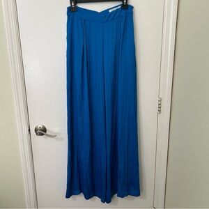 DO + BE | Women’s vibrant blue satin high waisted wide leg pants | Size Medium